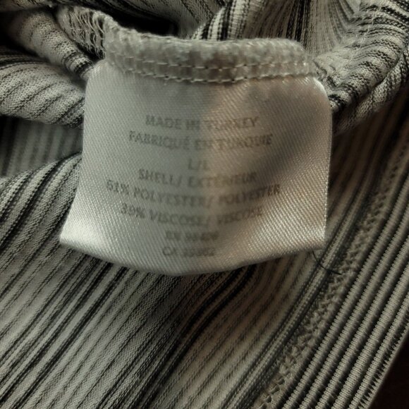 Theory Gaskell Womens‎ L Shirt Pinnate Stripe Light Gray Heather V-Neck - Picture 5 of 13